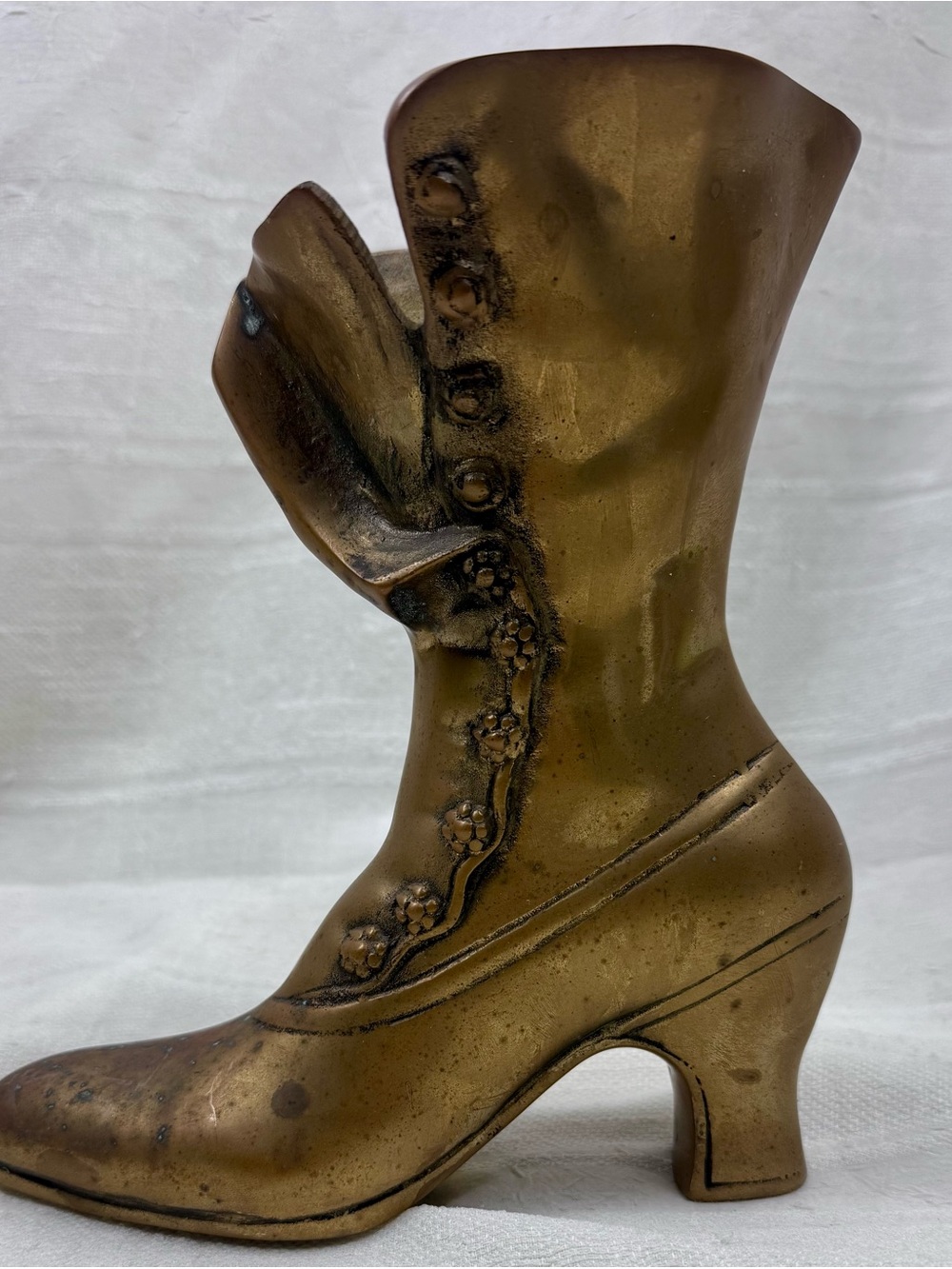 Vintage Leonard 100% Solid Brass Korea Victorian Boot Planter